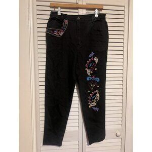 STEFANO Women's Size 22 Jeans VINTAGE Cotton Bedazzled Gems Black High Rise